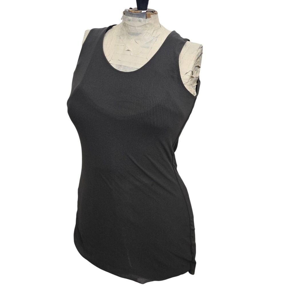 Petit Pois by Viviana G Mesh Tunic Top Women's S Gray Sheer Sleeveless‎ USA Made
